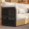 Picture of Costra Woven Outdoor Sectional Sofa Set with Adjustable Reclining Chaise and Coffee Table Black