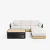 Picture of Costra Woven Outdoor Sectional Sofa Set with Adjustable Reclining Chaise and Coffee Table Black
