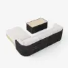 Picture of Costra Woven Outdoor Sectional Sofa Set with Adjustable Reclining Chaise and Coffee Table Black