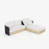 Picture of Costra Woven Outdoor Sectional Sofa Set with Adjustable Reclining Chaise and Coffee Table Black