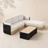 Picture of Costra Woven Outdoor Sectional Sofa Set with Adjustable Reclining Chaise and Coffee Table Black