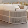 Costra Handwoven Rope L-Shaped Outdoor Sofa with Coffee Table in Ivory