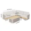 Costra Handwoven Rope L-Shaped Outdoor Sofa with Coffee Table in Ivory