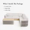 Costra Handwoven Rope L-Shaped Outdoor Sofa with Coffee Table in Ivory