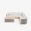 Costra Handwoven Rope L-Shaped Outdoor Sofa with Coffee Table in Ivory