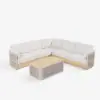 Costra Handwoven Rope L-Shaped Outdoor Sofa with Coffee Table in Ivory