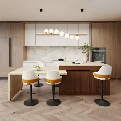 Picture of Modern 205 - 285 cm Extendable Wood Kitchen Island with Storage, Walnut – AUD-H2634