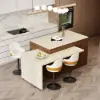 Modern 205 - 285 cm Extendable Wood Kitchen Island with Storage, Walnut – AUD-H2634