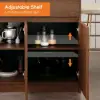 Modern 205 - 285 cm Extendable Wood Kitchen Island with Storage, Walnut – AUD-H2634