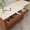 Modern 205 - 285 cm Extendable Wood Kitchen Island with Storage, Walnut – AUD-H2634