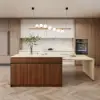 Modern 205 - 285 cm Extendable Wood Kitchen Island with Storage, Walnut – AUD-H2634