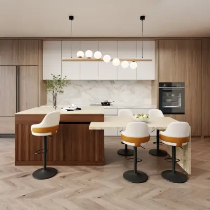 Picture of Modern 205 - 285 cm Extendable Wood Kitchen Island with Storage, Walnut – AUD-H2635