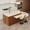 Modern 205 - 285 cm Extendable Wood Kitchen Island with Storage, Walnut – AUD-H2635