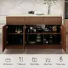 Modern 205 - 285 cm Extendable Wood Kitchen Island with Storage, Walnut – AUD-H2635