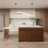 Modern 205 - 285 cm Extendable Wood Kitchen Island with Storage, Walnut – AUD-H2635