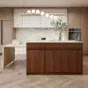 Modern 205 - 285 cm Extendable Wood Kitchen Island with Storage, Walnut – AUD-H2635