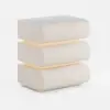 Picture of Humply White Faux Leather 3-Drawer LED Nightstand with Charging Station, Set of 2