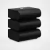 Humply Black Faux Leather 3-Drawer LED Nightstand with Charging Station, Set of 2