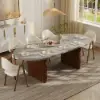 Fluve 200 - 2 cm Extendable Oval Concrete Grey Dining Table, Seats 6-8
