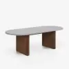 Fluve 200 - 2 cm Extendable Oval Concrete Grey Dining Table, Seats 6-8