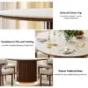 Aura 120 cm Round Faux Travertine Sintered Stone Dining Table, Fluted Base, Seats 4