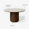 Aura 120 cm Round Faux Travertine Sintered Stone Dining Table, Fluted Base, Seats 4