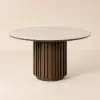 Aura 120 cm Round Faux Travertine Sintered Stone Dining Table, Fluted Base, Seats 4