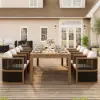Wevara 104" Walnut-Finished Aluminum Slatted Outdoor Dining Table