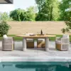 Costra Outdoor Aluminium Extendable Dining Set with 6 Woven Swivel Armchairs in Ivory