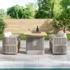 Costra Outdoor Aluminium Extendable Dining Set with 6 Woven Swivel Armchairs in Ivory