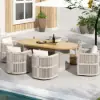 Costra Outdoor Aluminium Extendable Dining Set with 6 Woven Swivel Armchairs in Ivory