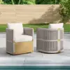 Costra Outdoor Aluminium Extendable Dining Set with 6 Woven Swivel Armchairs in Ivory
