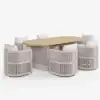 Costra Outdoor Aluminium Extendable Dining Set with 6 Woven Swivel Armchairs in Ivory