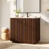 Aura 36" Fluted Freestanding Bathroom Vanity with Sink and Light