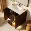 Aura 36" Fluted Freestanding Bathroom Vanity with Sink and Light