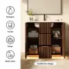 Aura 36" Fluted Freestanding Bathroom Vanity with Sink and Light