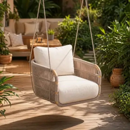 Costra Aluminium and Handwoven Rope Outdoor Hanging Swing Chair Single Seater