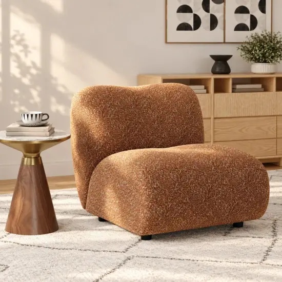 40 cm Performance Boucle Upholstered Curved Slipper Accent Chair – AUD-H2646