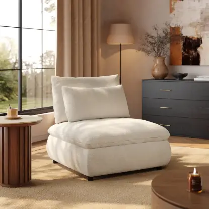 36" Chenille Slipper Accent Chair with Hidden Storage & Removable Backrest – AUD-H2647