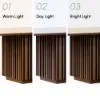 Aura 214 cm Rectangular Faux Travertine Sintered Stone Dining Table with LED Lighting，Fluted Base, Seats 8