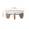 Curva 37" Round Concrete-Look Fiberglass Coffee Table with Wood Legs – White