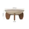 Picture of Curva 30" Round Concrete-Look Fiberglass Coffee Table with Wood Legs – Beige – Walnut – 76cm