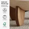Picture of Curva 30" Round Concrete-Look Fiberglass Coffee Table with Wood Legs – Beige – Walnut – 76cm