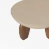 Picture of Curva 30" Round Concrete-Look Fiberglass Coffee Table with Wood Legs – Beige – Walnut – 76cm