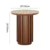 Aura Ash Wood Fluted Walnut Round Side Table with Sintered Stone Top