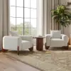 Aura Ash Wood Fluted Walnut Round Side Table with Sintered Stone Top