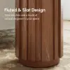 Aura Ash Wood Fluted Walnut Round Side Table with Sintered Stone Top