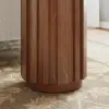 Aura Ash Wood Fluted Walnut Round Side Table with Sintered Stone Top