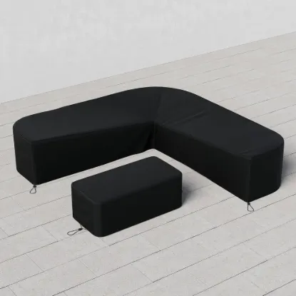 600D 2-Piece Polyester Weatherproof Outdoor Patio Furniture Set Covers in Black