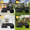 600D 2-Piece Polyester Weatherproof Outdoor Patio Furniture Set Covers in Black